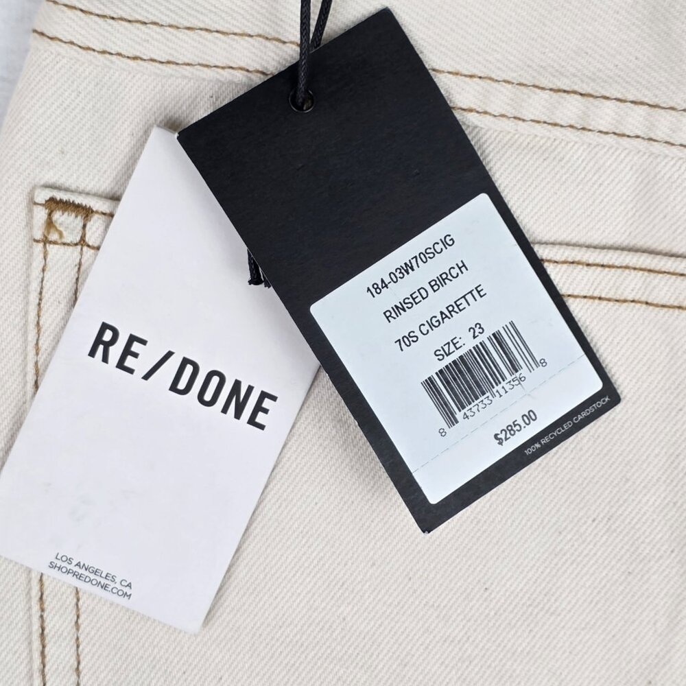 RE/DONE 70s Cigarette Jeans Rinsed Birch High Rise Straight Leg NWT Sz 23 - Picture 5 of 13